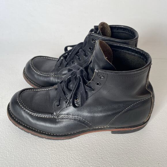 RED WING Beckman 9015 Black Leather Moc Toe Boots / US 8.5 / USA Discontinued